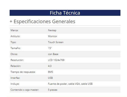 Monitor Touch Screen Nextep NE-520