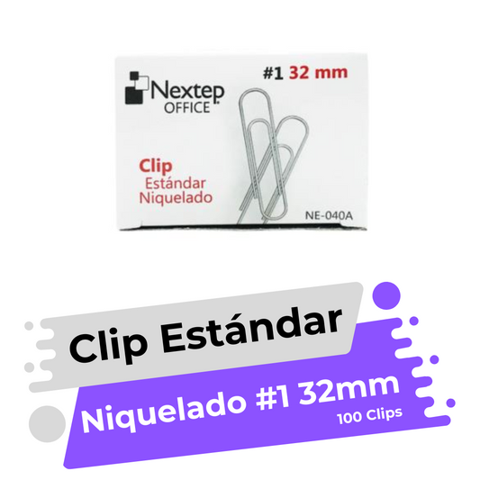 Clip Estándar Nextep Niquelado #1 32mm C/100