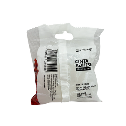 Cinta Adhesiva Nextep Corte Facil 18mm x 33mts Bolsa c/2 Piezas