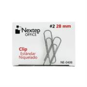 Clip Nextep Estándar Niquelado #2 28mm C/10 100 Clips c/u