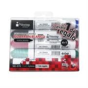 Marcadores Nextep para Pizarron Blanco Juego de 4+1 Punta Gruesa Cincel 4mm