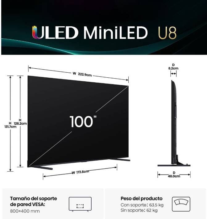 Televisiones Hisense 100U8K