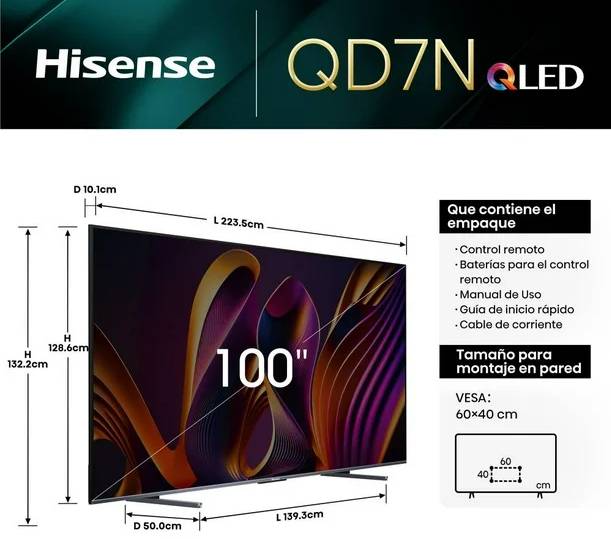 Televisiones Hisense 100QD7N