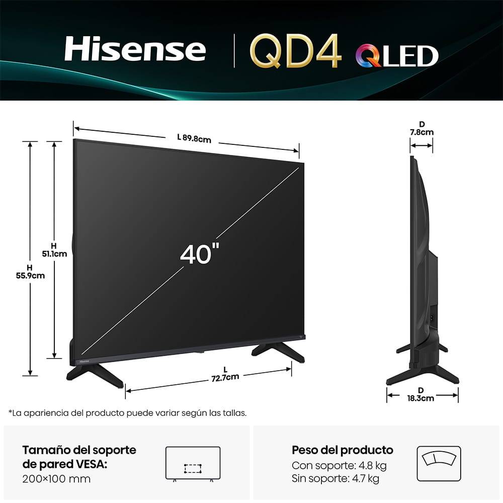 Televisiones Hisense 40QD4QFM