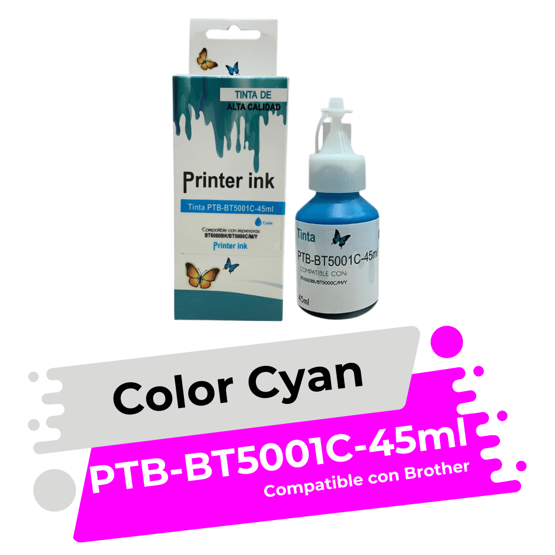 Tinta Compatible con Brother BT5001C Cyan