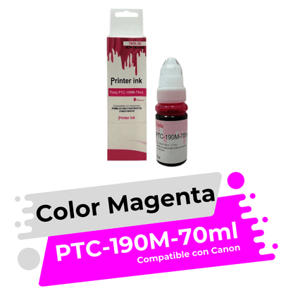 Tinta Compatible con Canon GI-190 Magenta