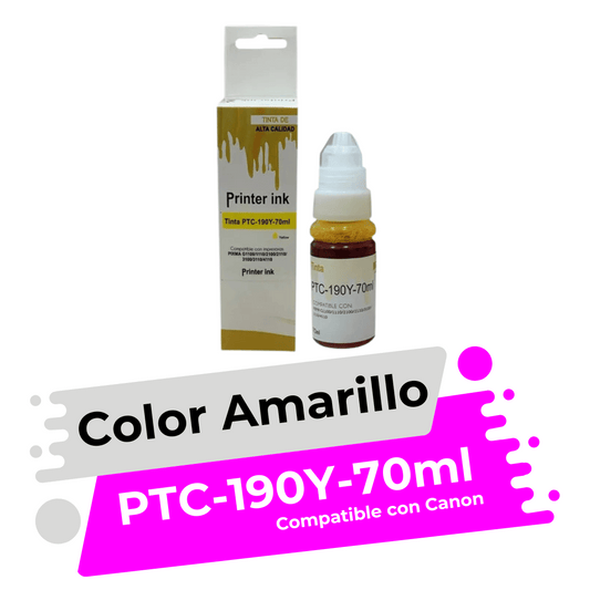 Tinta Compatible con Canon GI-190 Amarillo