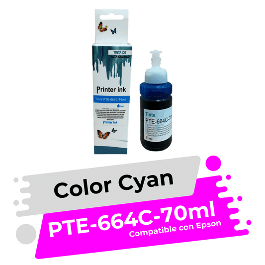 Tinta Compatible con Epson 664 Cyan