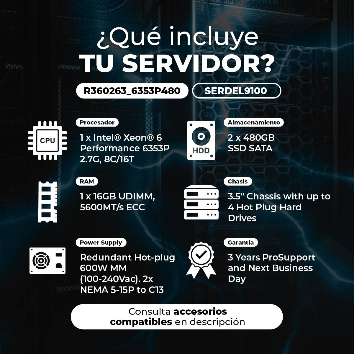 Servidor DELL R360263_6353P480