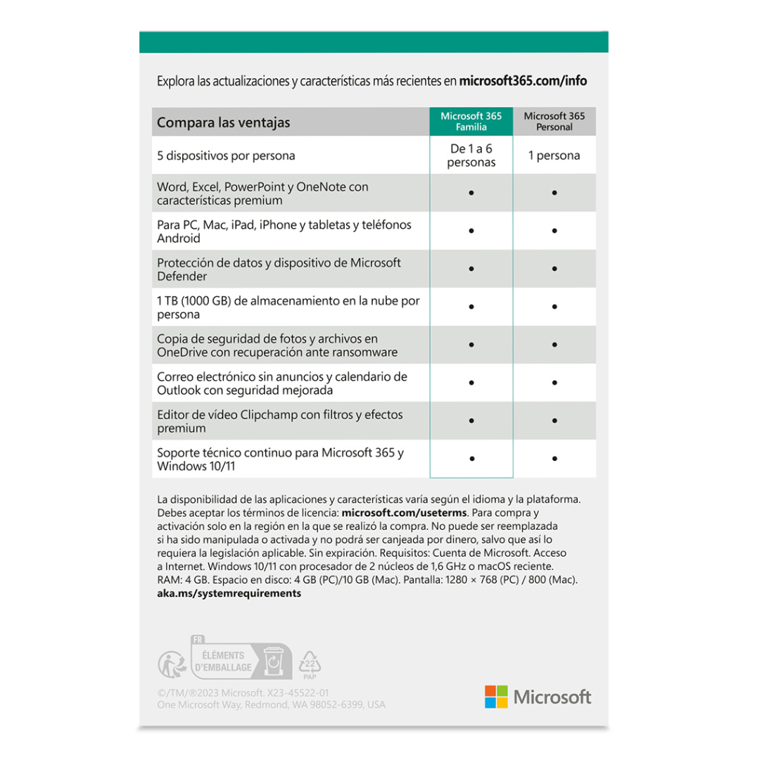 Licencia MICROSOFT 365 Familia