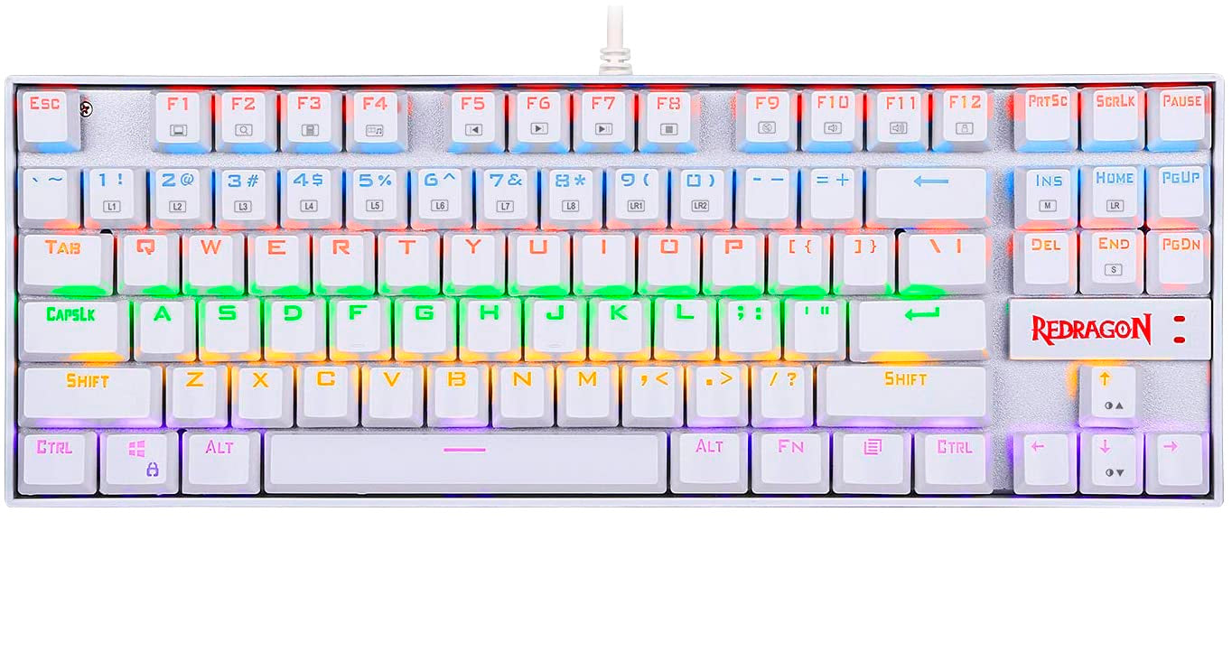 Teclado Mecánico Redragon Kumara White Rainbow