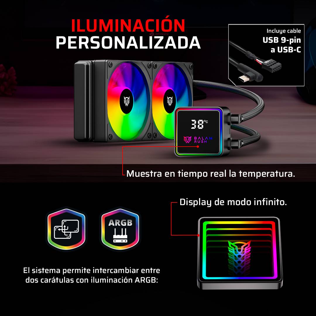 Enfriamiento y Ventilación Balam Rush CRYO PRISM 240 BLACK