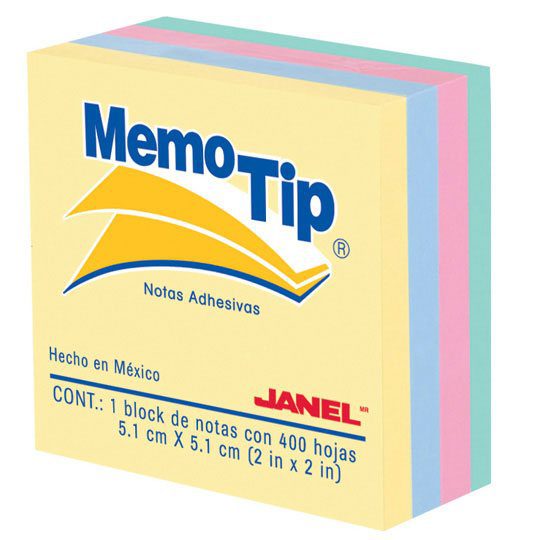 Notas Adhesivas Janel Memo Tip Mini Cubo Pastel 2"X2" C/400