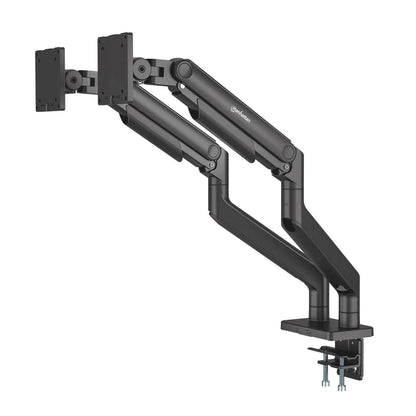 Soporte MANHATTAN 462587 de aluminio con sistema de pistón para 2 monitores de 17" a 45"